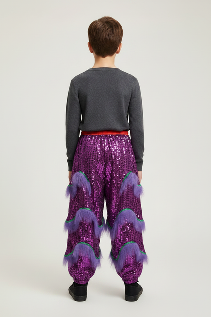 Pantalon Chinois Violet Pailleté Franges Danse Enfant - Polyester - vue 2