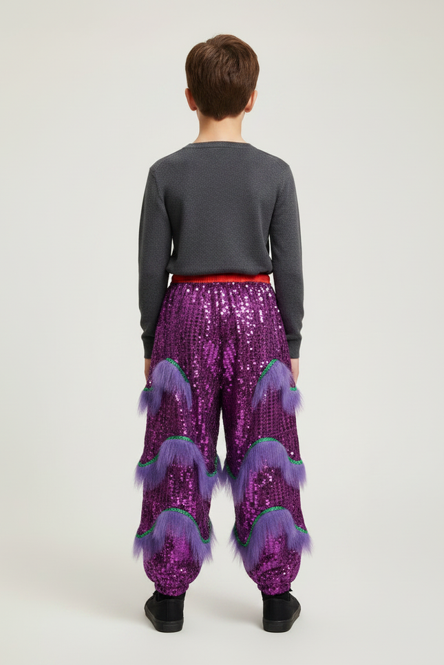 Pantalon Chinois Violet Pailleté Franges Danse Enfant - Polyester - vue 2