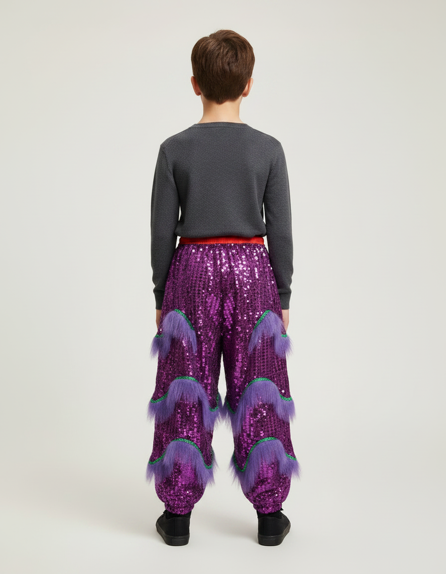 Pantalon Chinois Violet Pailleté Franges Danse Enfant - Polyester - vue 2
