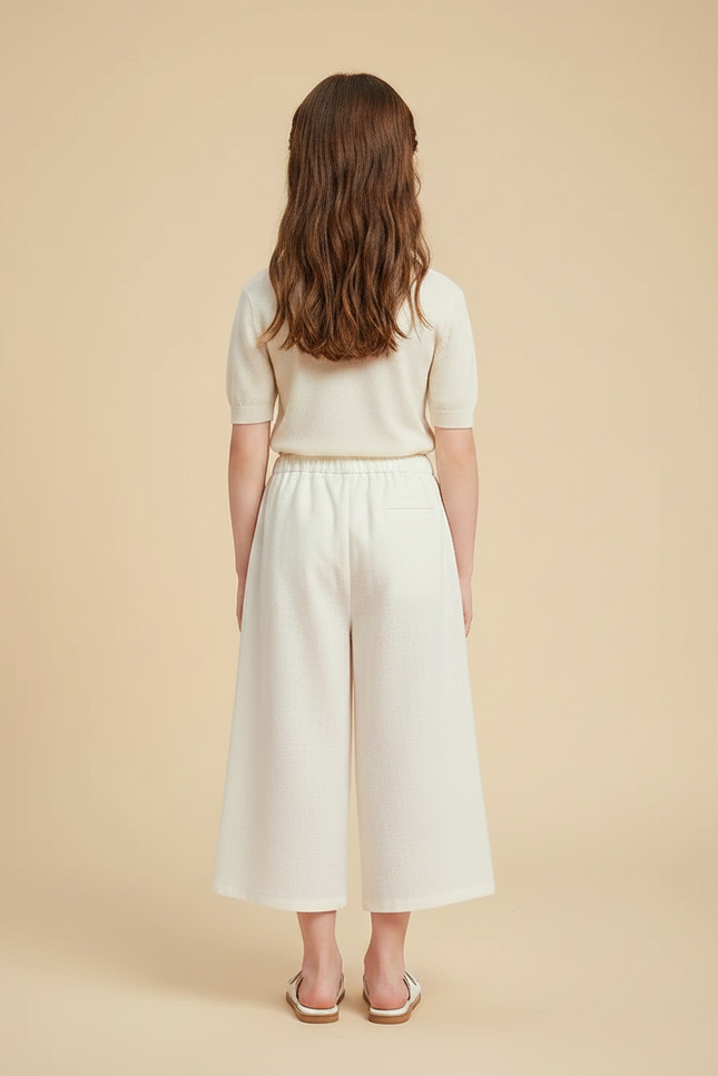 Pantalon Chinois Blanc Ample Lin Fille Décontracté - vue 2