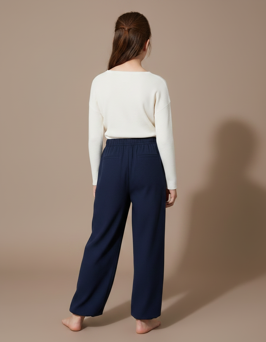 Pantalon Chinois Bleu Marine Ample Décontracté Enfant - Molleton - vue 2