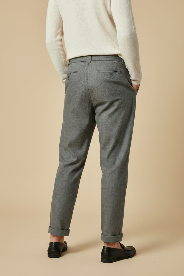 Pantalon Chinois Gris Droit Lacet Décontracté Homme - Gabardine - vue 2