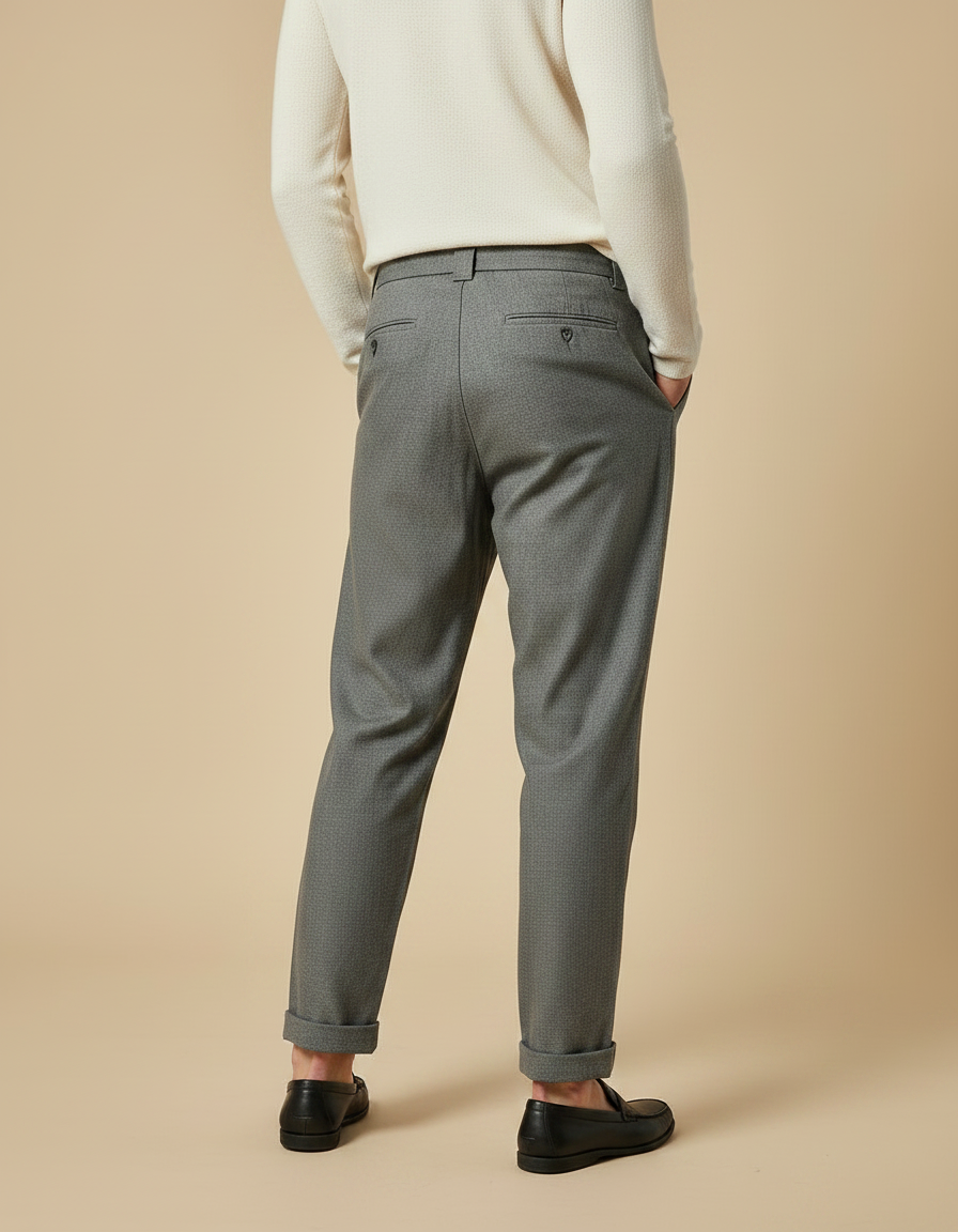 Pantalon Chinois Gris Droit Lacet Décontracté Homme - Gabardine - vue 2