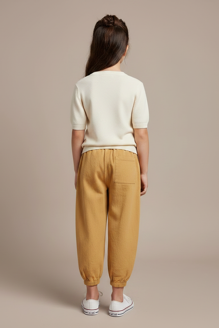 Pantalon Chinois Jaune Ample Coton Enfant Décontracté - vue 2
