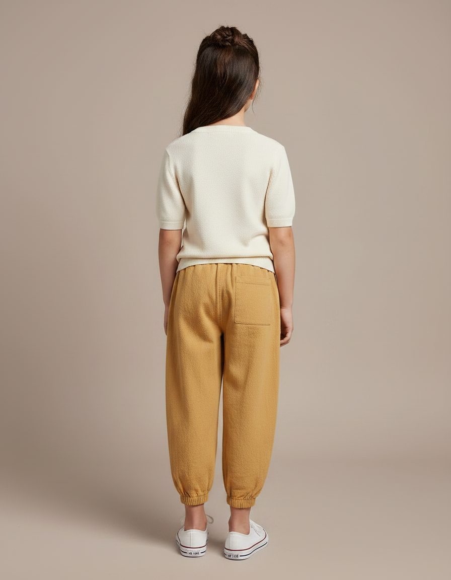 Pantalon Chinois Jaune Ample Coton Enfant Décontracté - vue 2