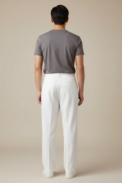 Pantalon Chinois Blanc Droit Ample Décontracté Homme - Coton - vue 2