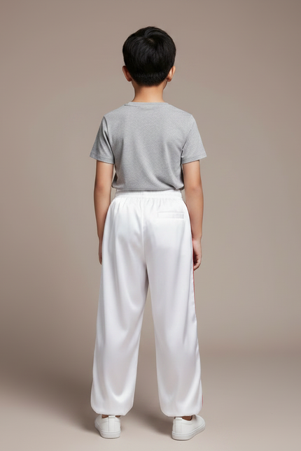Pantalon Chinois Garçon Blanc Ample - Satin - vue 2