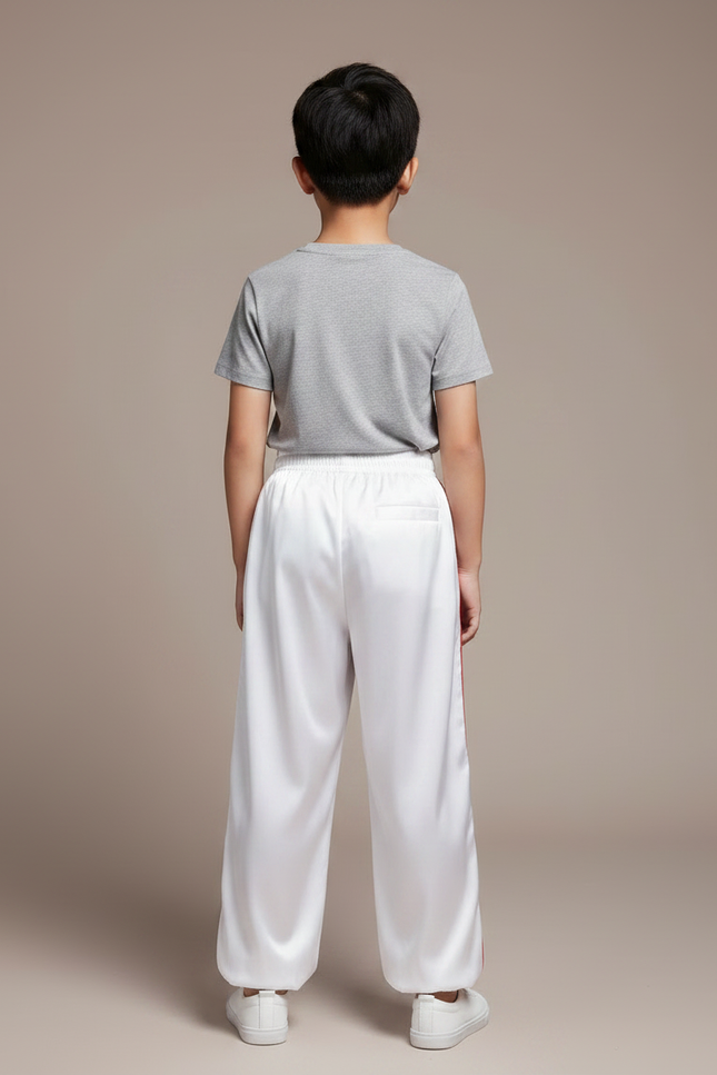 Pantalon Chinois Garçon Blanc Ample - Satin - vue 2
