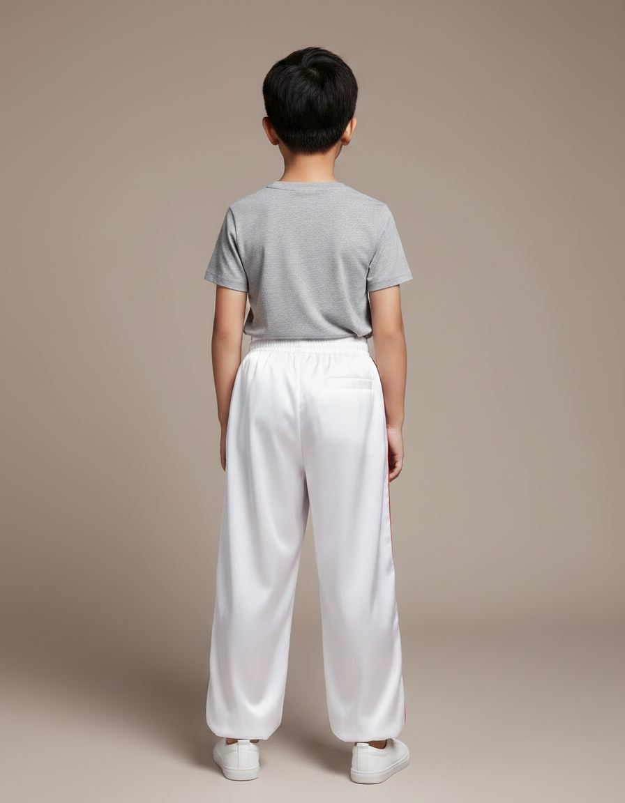 Pantalon Chinois Garçon Blanc Ample - Satin - vue 2