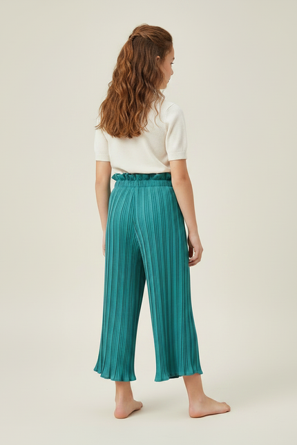 Pantalon Chinois Plissé Fluide Vert Ample Enfant - Polyester - vue 2