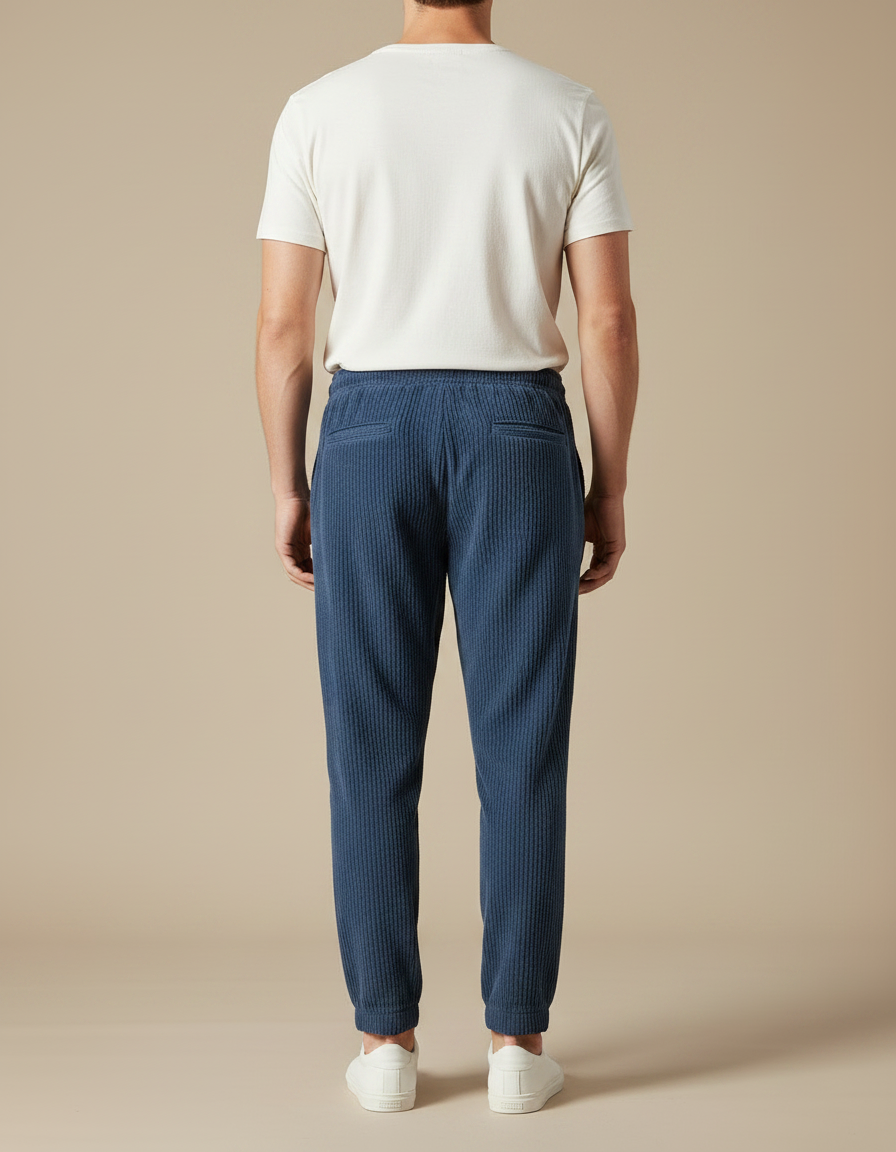 Pantalon Chinois Bleu Côtelé Harem Cordon Décontracté Homme - Cordé - vue 2