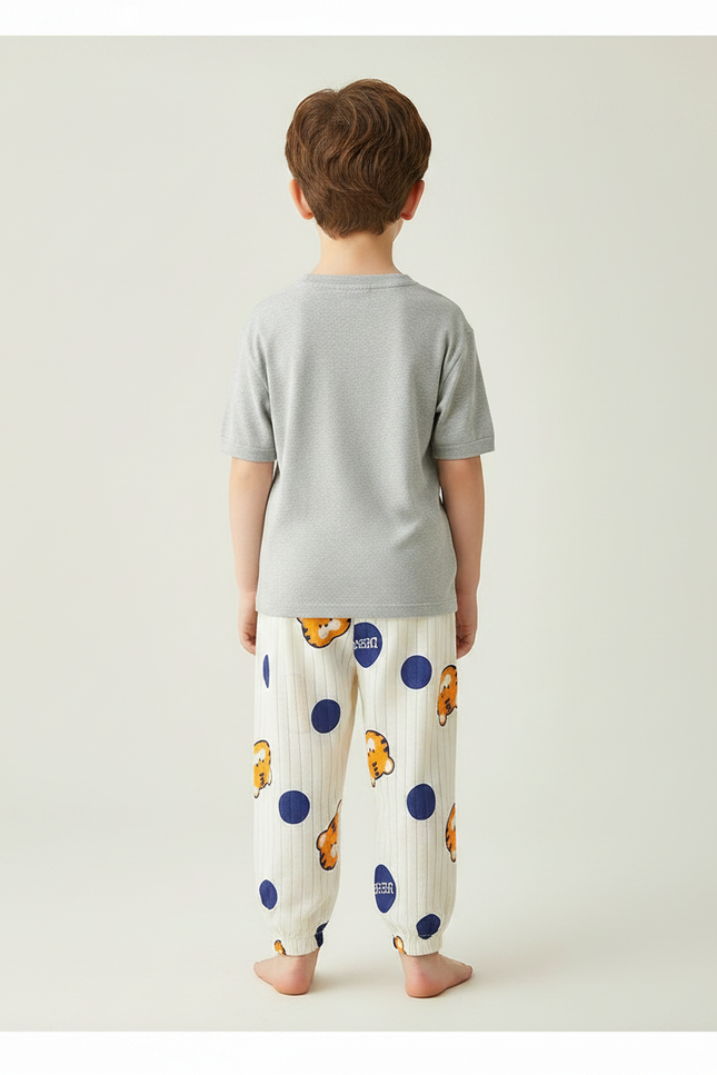 Pantalon Chinois Coton Rayé Tigre Pois Ample Enfant - Imprimé - vue 2