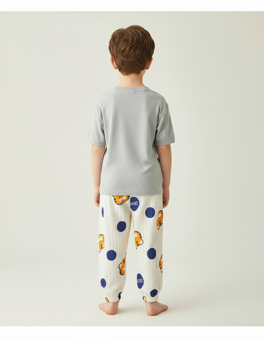 Pantalon Chinois Coton Rayé Tigre Pois Ample Enfant - Imprimé - vue 2