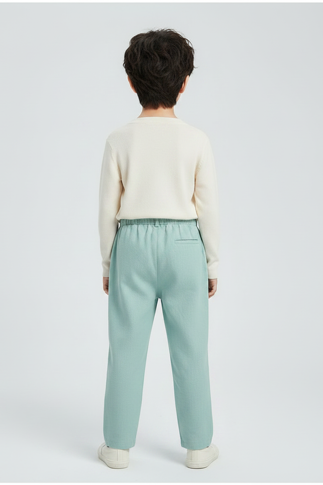 Pantalon Chinois Vert Clair Ample Lin Enfant Doux - vue 2