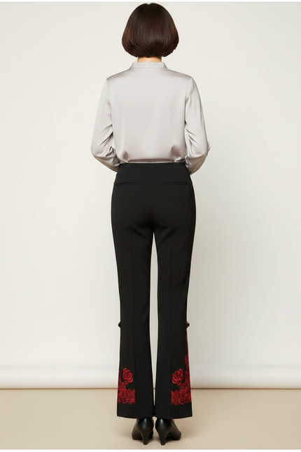 Pantalon Chinois Femme Noir Satin - Polyester - vue 2
