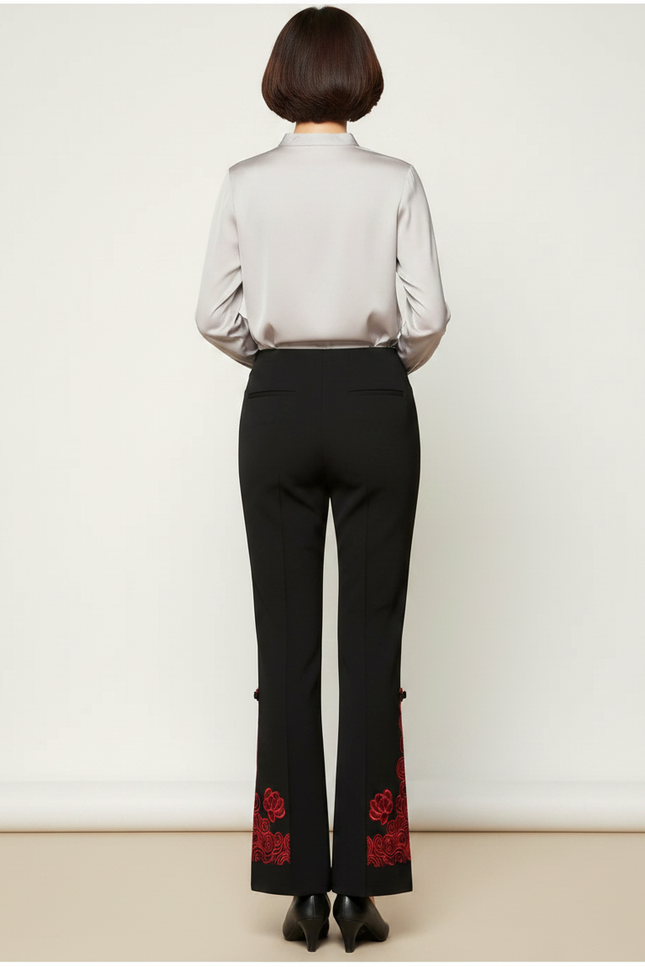 Pantalon Chinois Femme Noir Satin - Polyester - vue 2