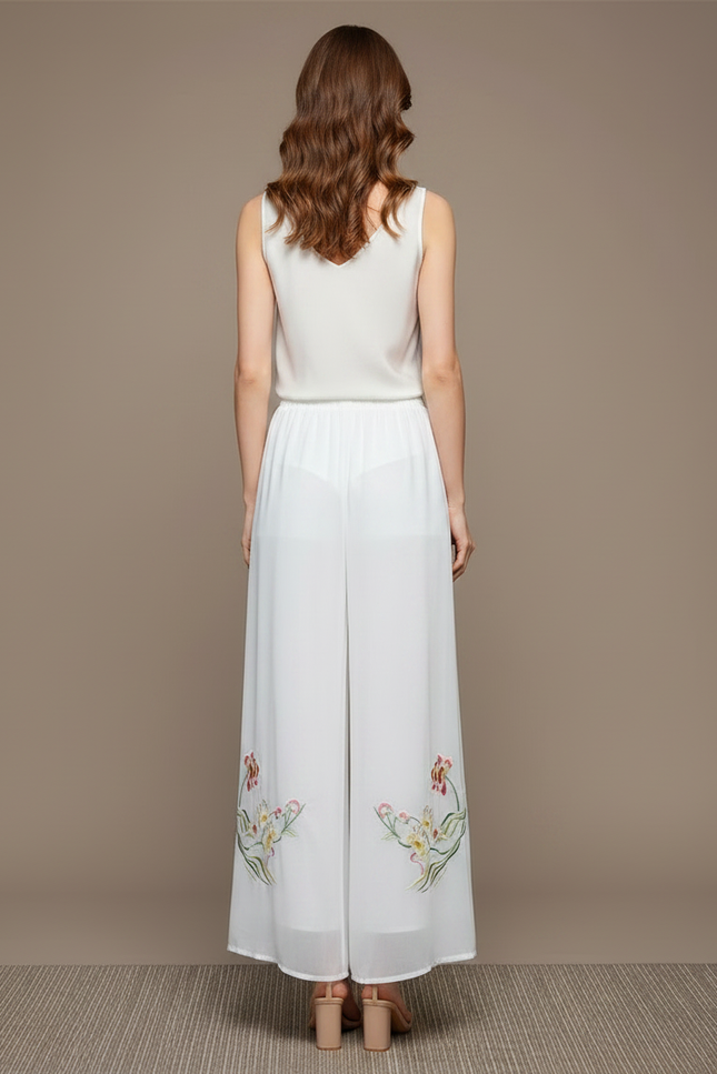 Pantalon Chinois Fendu - Blanc Soie - vue 2
