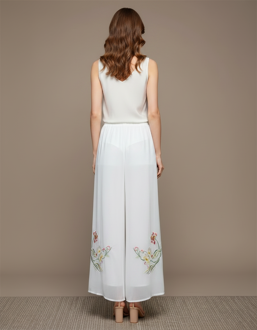 Pantalon Chinois Fendu - Blanc Soie - vue 2