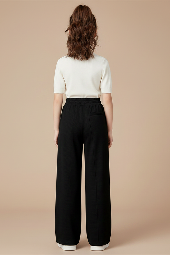 Pantalon Chinois Noir Ample Décontracté Enfant Taille Haute - Molleton - vue 2