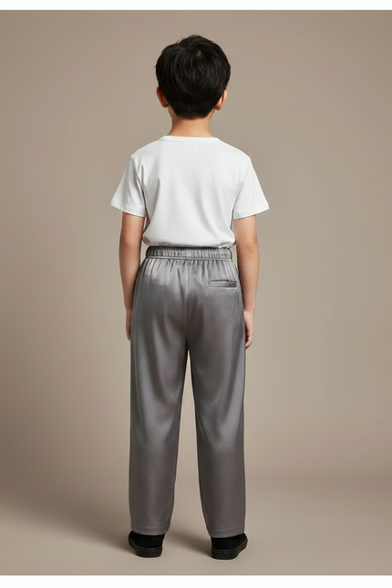 Pantalon Chinois Gris Satiné Ample Fluide Enfant - vue 2