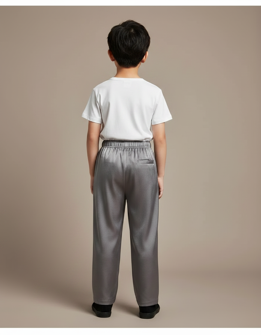 Pantalon Chinois Gris Satiné Ample Fluide Enfant - vue 2