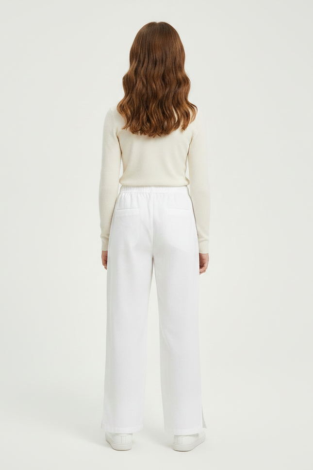 Pantalon Chinois Blanc Ample Fluide Fille Coton - vue 2