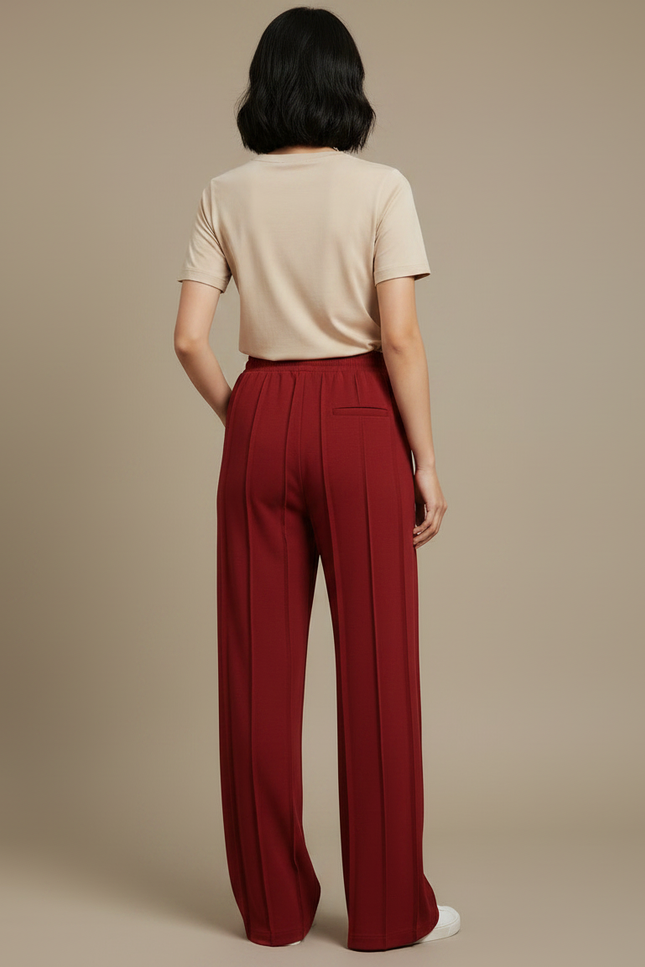 Pantalon Chinois Bordeaux Ample Cordon Fluide Sport - Viscose - vue 2