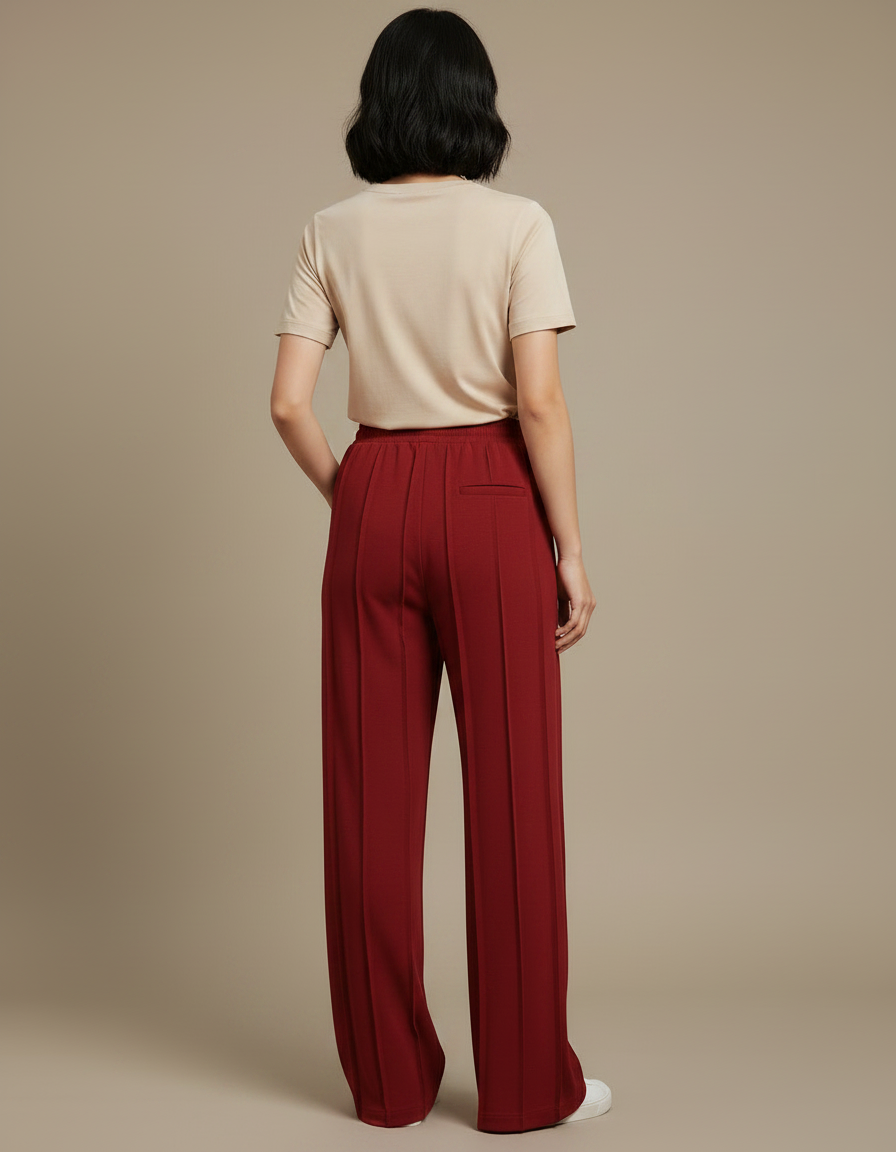 Pantalon Chinois Bordeaux Ample Cordon Fluide Sport - Viscose - vue 2