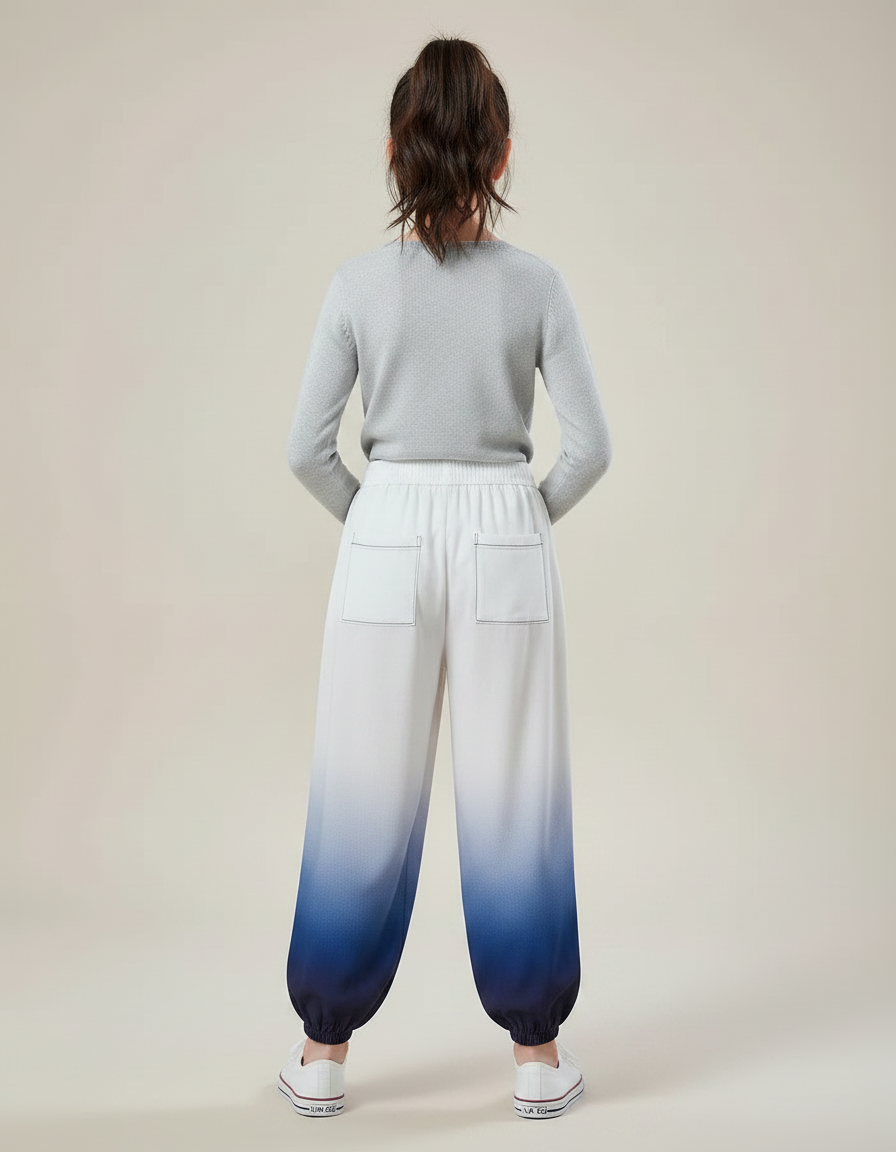 Pantalon Chinois Dégradé Fluide Ample Enfant Bicolore - Multicolore Viscose - vue 2