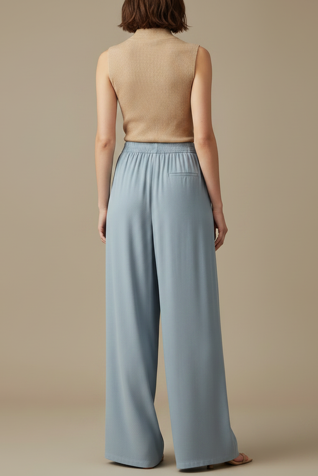 Pantalon Chinois Bleu Fluide Ample Décontracté Femme - Viscose - vue 2