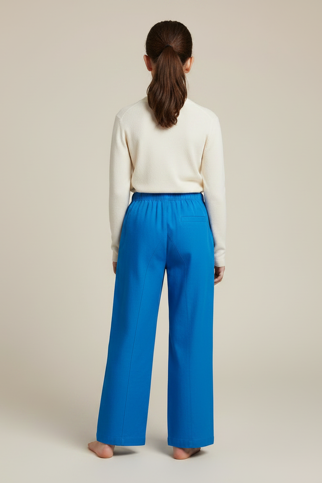 Pantalon Chinois Bleu Ample Élastiqué Fille Coton - vue 2