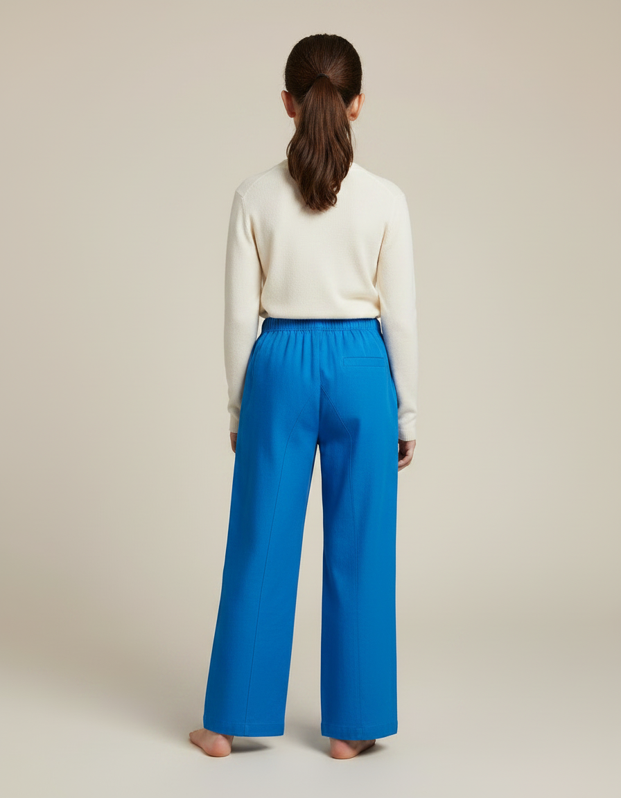 Pantalon Chinois Bleu Ample Élastiqué Fille Coton - vue 2