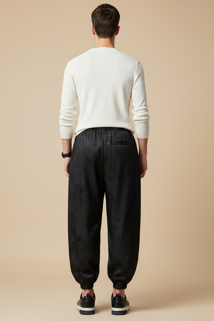 Pantalon Chinois Soie - Noir - vue 2