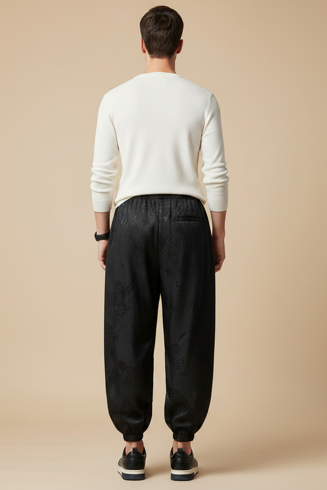 Pantalon Chinois Soie - Noir - vue 2