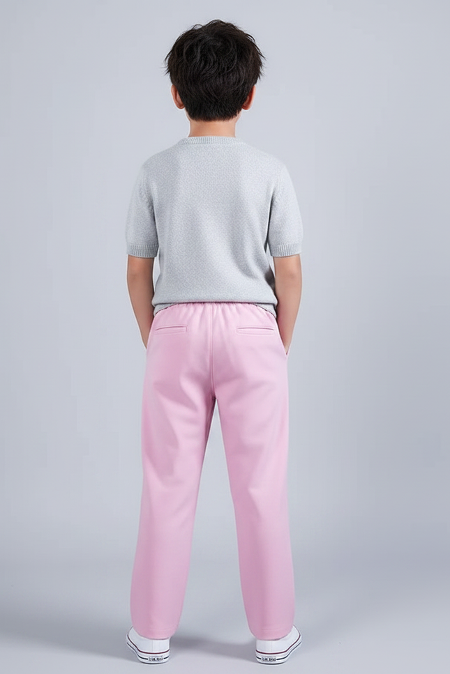 Pantalon Chinois Rose Ample Élastique Enfant Décontracté - Polyester - vue 2