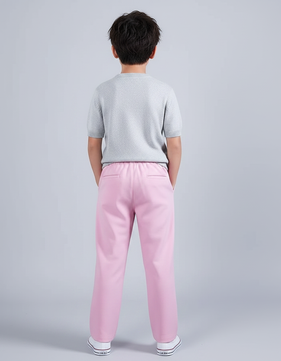 Pantalon Chinois Rose Ample Élastique Enfant Décontracté - Polyester - vue 2