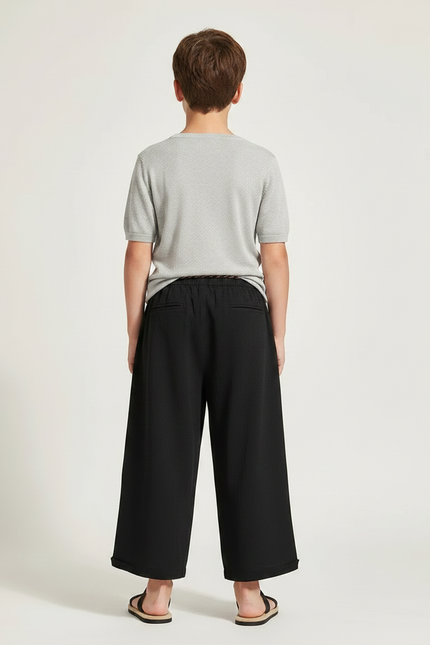 Pantalon Chinois Noir Ample Coton Enfant Décontracté Léger - vue 2