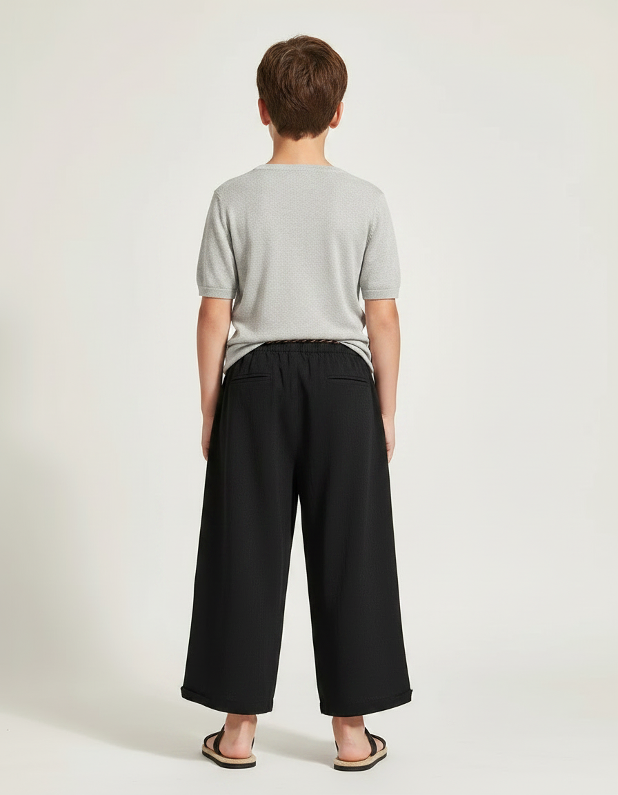 Pantalon Chinois Noir Ample Coton Enfant Décontracté Léger - vue 2