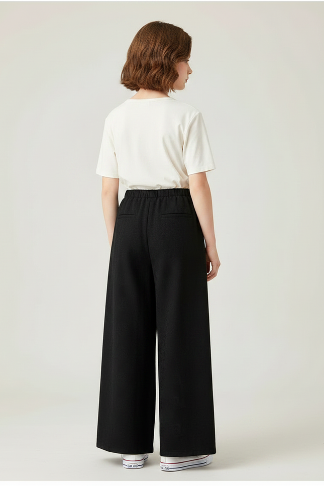 Pantalon Chinois Fille Noir Ample Coton - Toile - vue 2