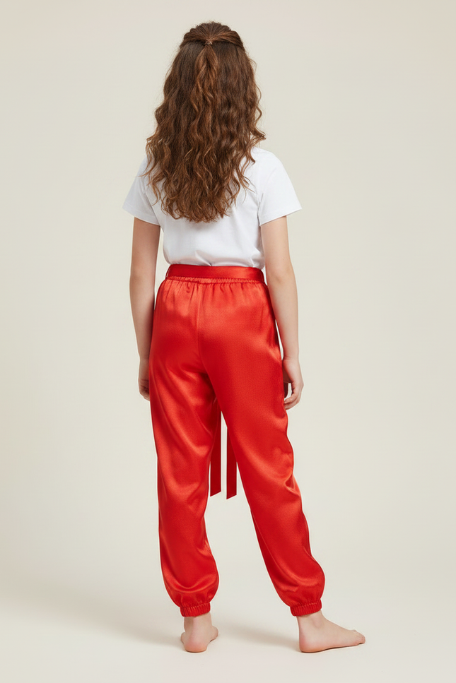 Pantalon Chinois Rouge Satiné Fluide Enfant - vue 2