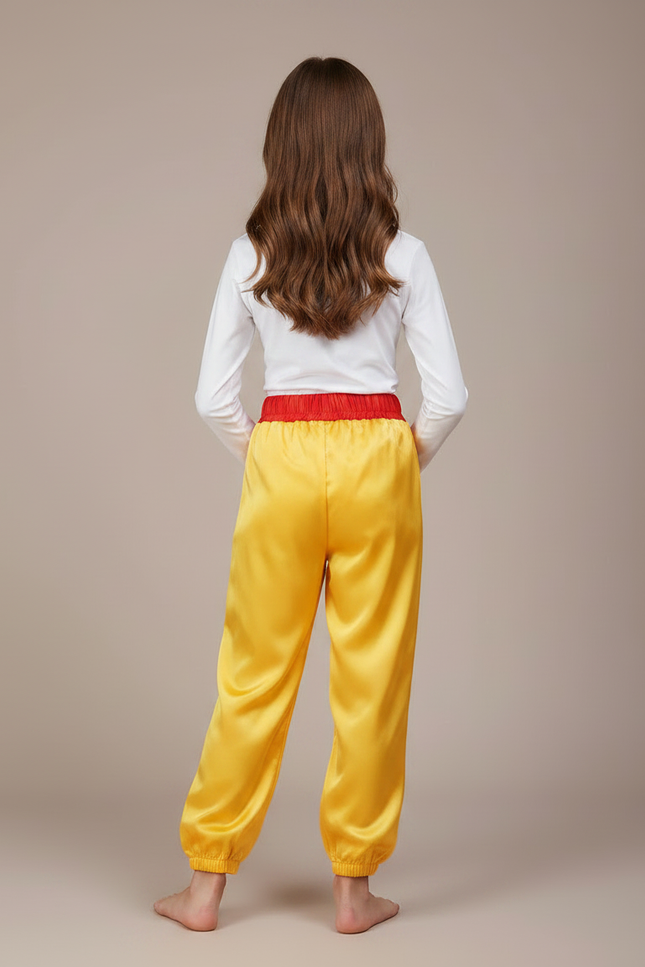 Pantalon Chinois Jaune Satiné Fluide Brodé Enfant - vue 2