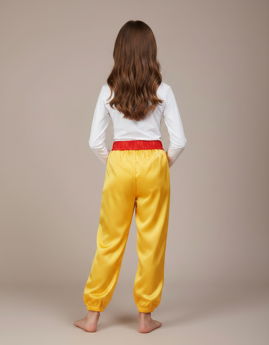 Pantalon Chinois Jaune Satiné Fluide Brodé Enfant - vue 2