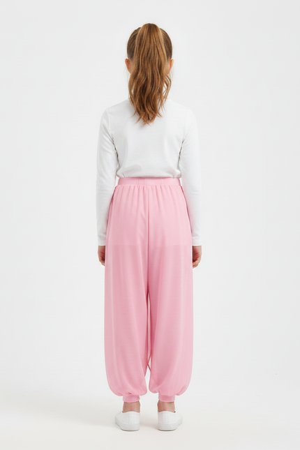 Pantalon Chinois Rose Fluide Harem Fille - Polyester - vue 2