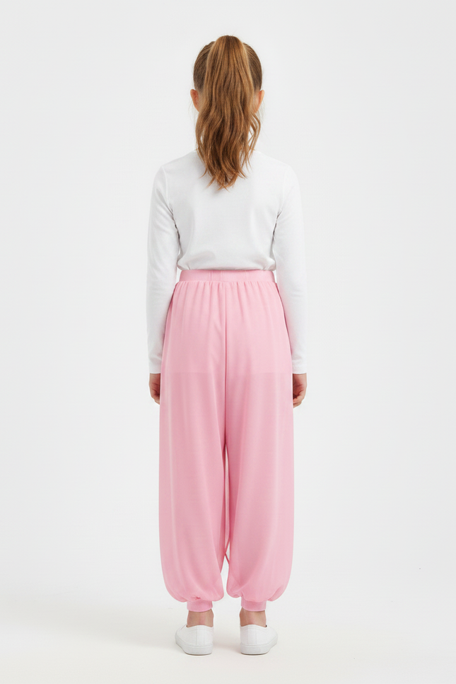 Pantalon Chinois Rose Fluide Harem Fille - Polyester - vue 2
