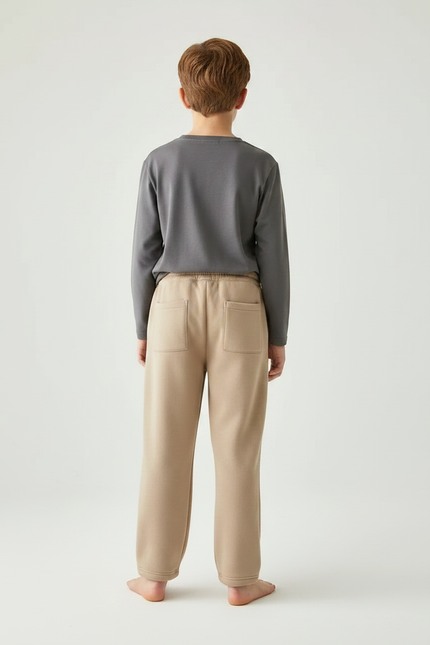 Pantalon Chinois Beige Polaire Ample Confortable Enfant - Molleton - vue 2