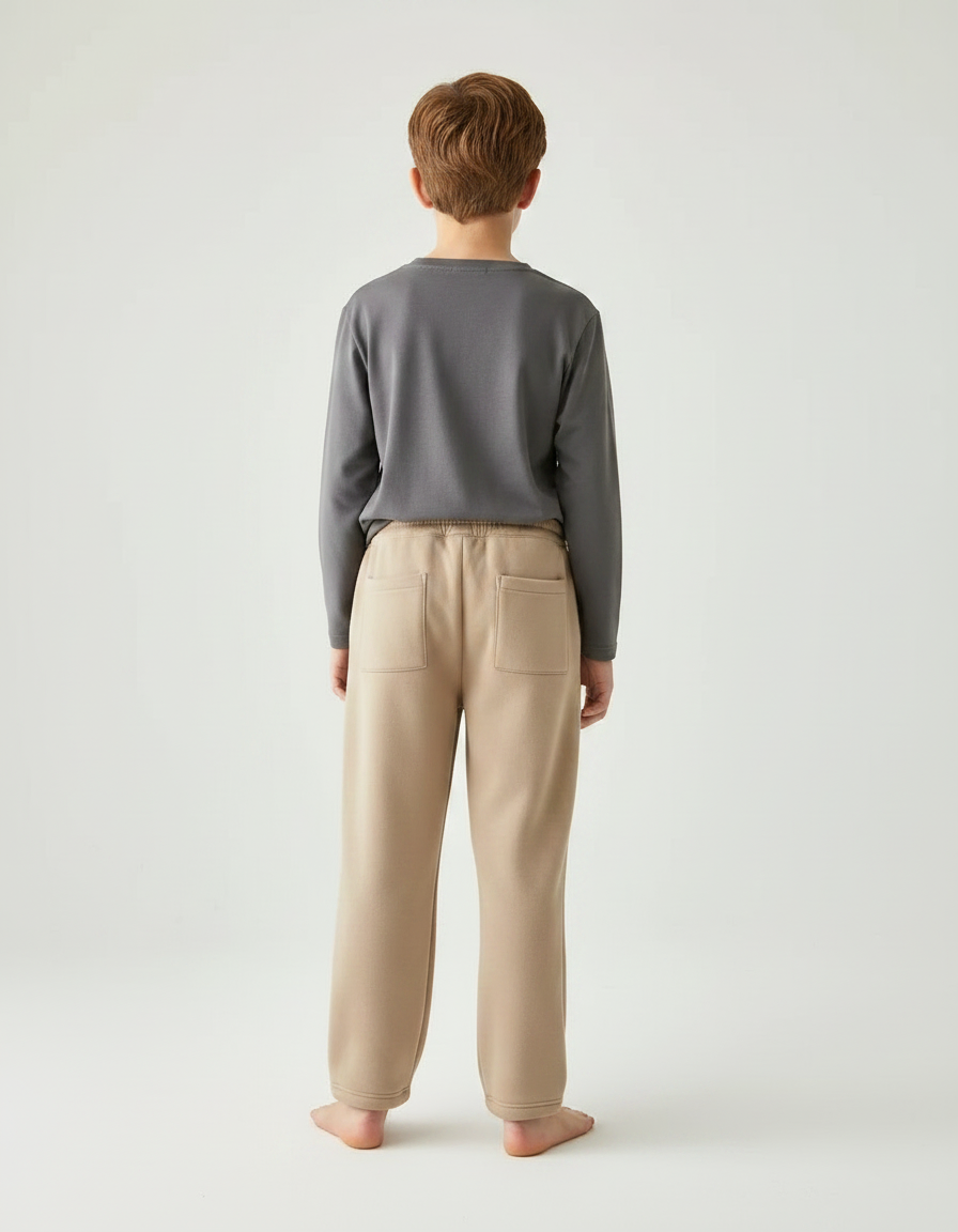 Pantalon Chinois Beige Polaire Ample Confortable Enfant - Molleton - vue 2