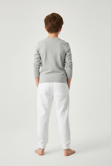 Pantalon Chinois Blanc Molleton Jogger Dragon Garçon - vue 2