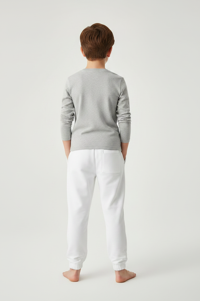 Pantalon Chinois Blanc Molleton Jogger Dragon Garçon - vue 2