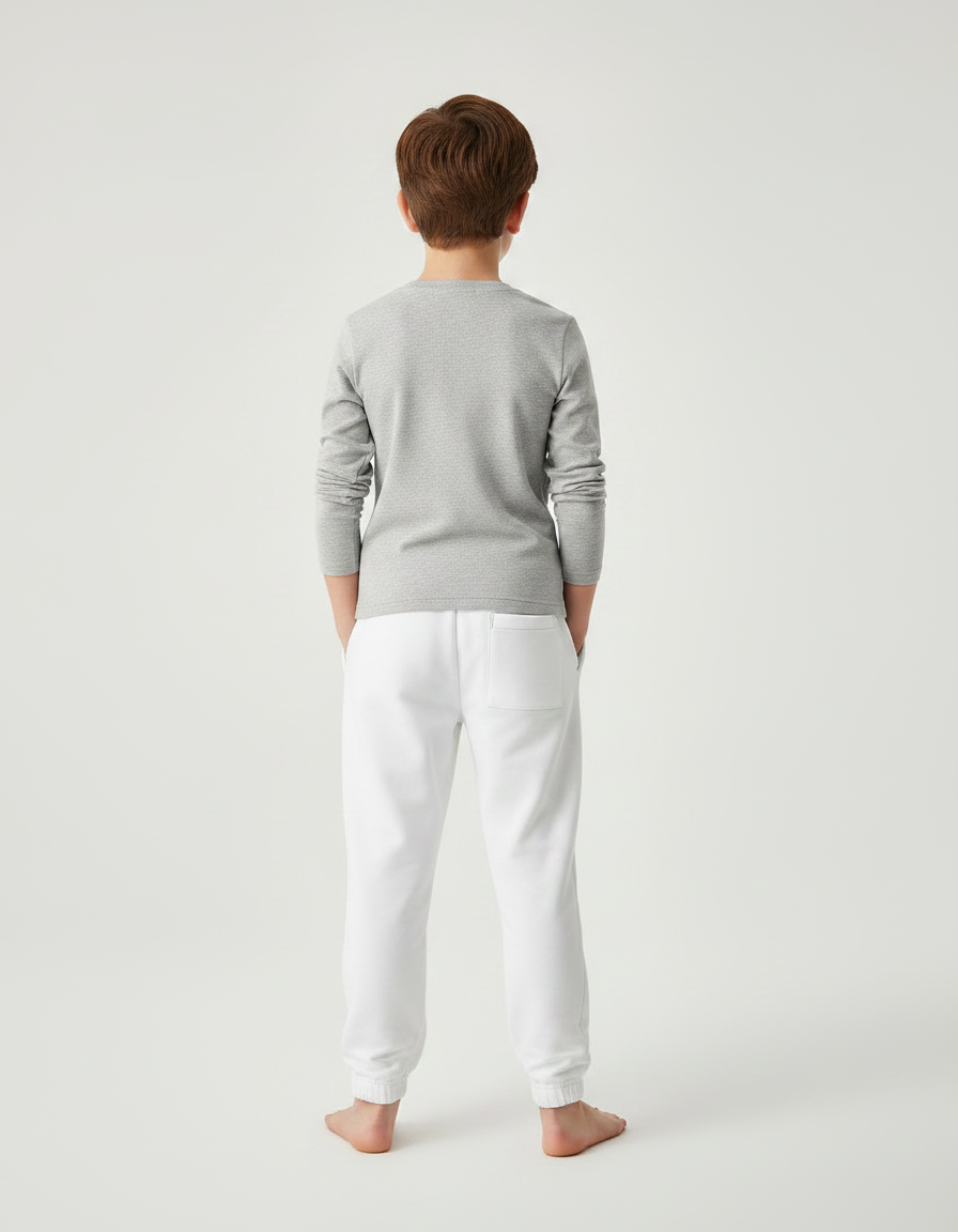 Pantalon Chinois Blanc Molleton Jogger Dragon Garçon - vue 2