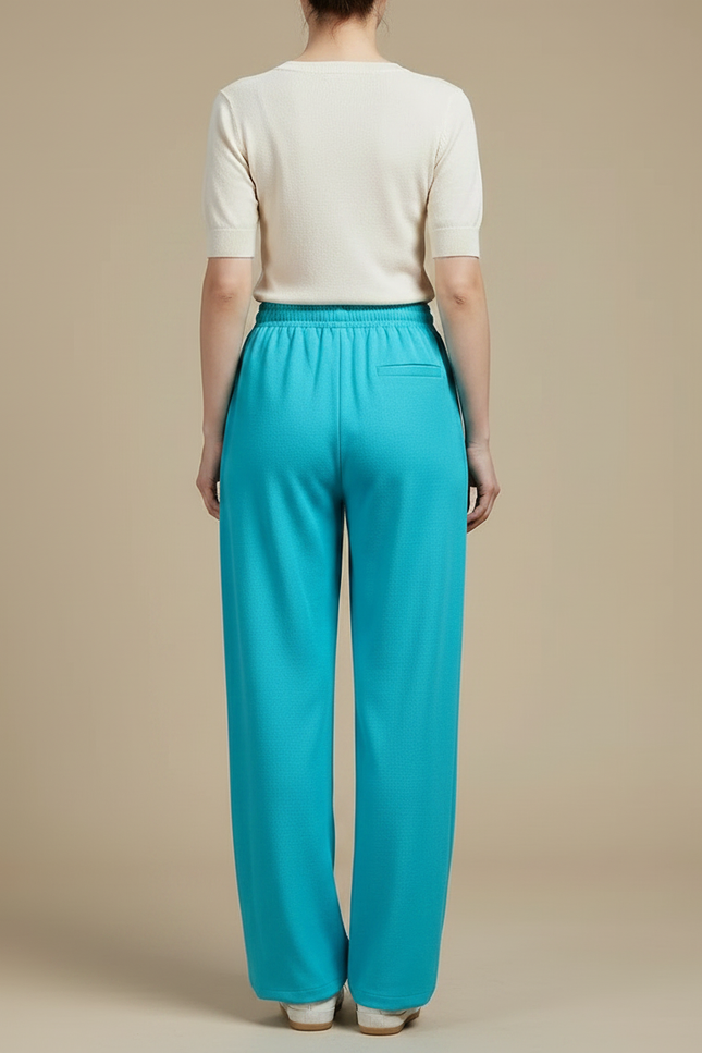 Pantalon Chinois Turquoise Ample Cordon Décontracté Femme - Bleu Polyester - vue 2